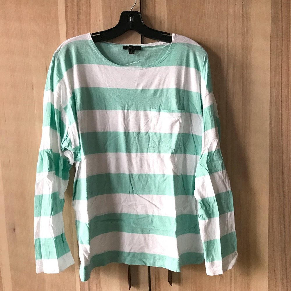 J. Crew wide stripe long sleeve shirt EUC size L